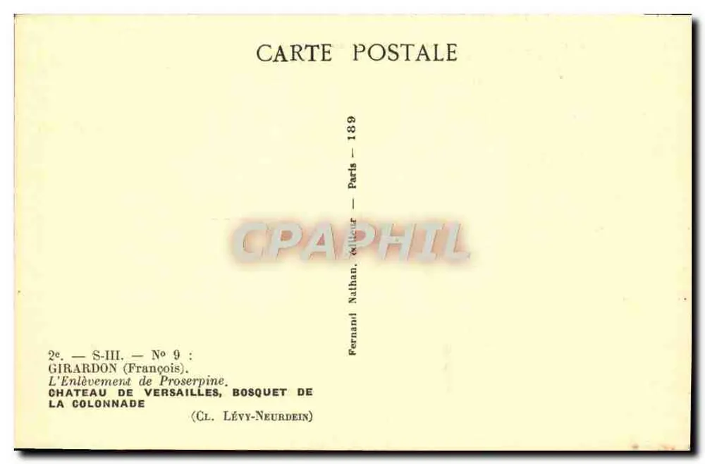 Die Entführung der Proserpine — Schloss Versailles, Kolonnadenhain — Girardon (François) — Serie S-III, Nr. 9 - Rückseite