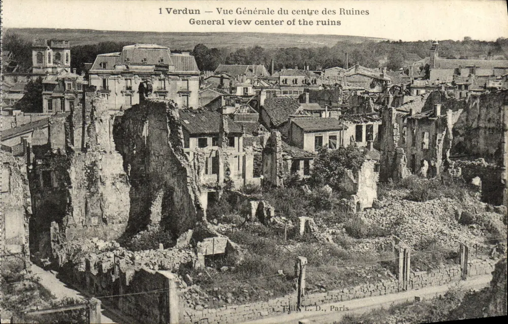 Verdun — Allgemeiner Blick auf den Zentrum der Ruinen — Verleger L. D., Paris, Nr. 1 - Vorderseite