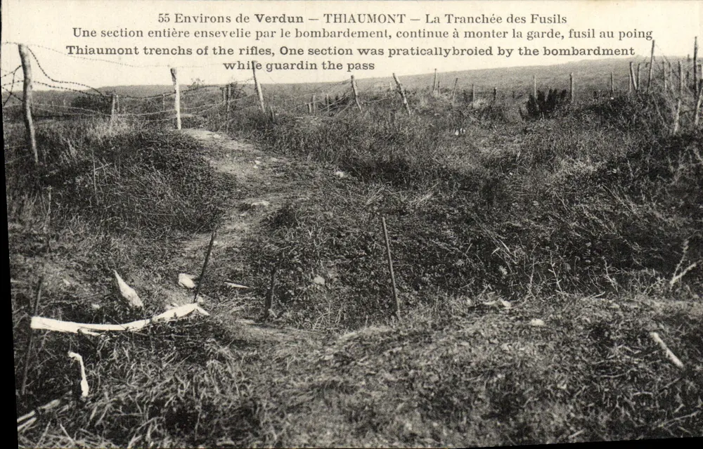 Um Verdun — Thiaumont — Die Schussgraben — Unbekannter Verleger, Seriennummer 55 - Vorderseite