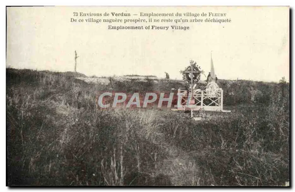 Um Verdun — Lage des Dorfes Fleury — Zerstört während des Krieges - Vorderseite