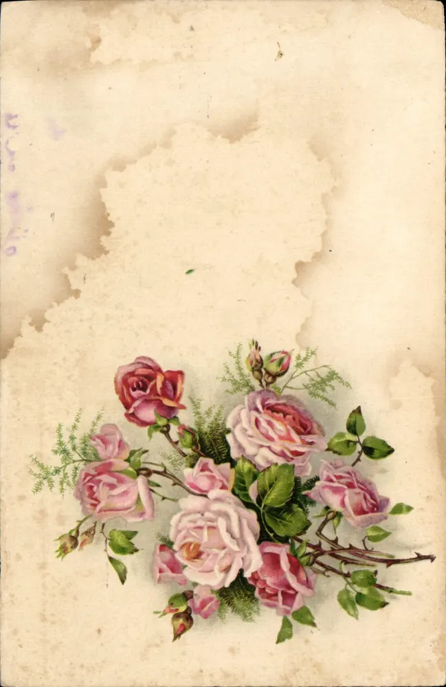 Bouquet de roses — illustration botanique — éditeur inconnu, n° de série 3048 - Frente