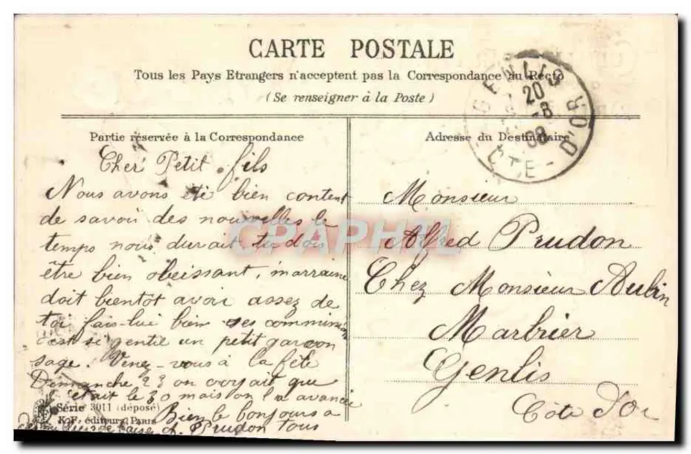 Rosas em um cadeira — oferecidas pela amizade — série 3011, Paris - Verso