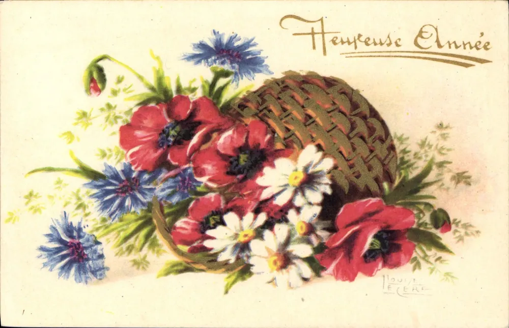Buquê de flores — 'Heureuse Année' — Louis Lecerf - Frente