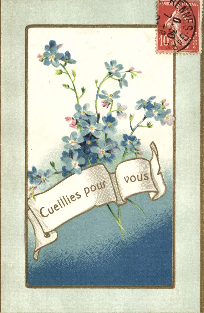 Niebieskie kwiaty — Cueilillies pour vous — wydawca nieodczytalny - Awers
