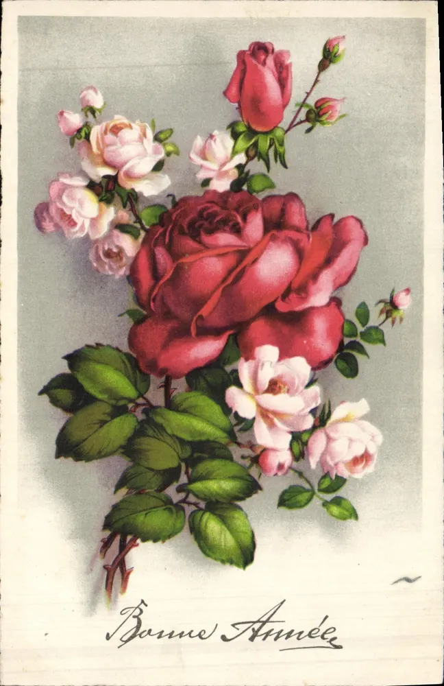 Buquê de rosas — Boa Ano — editor BR, n° 9863 - Frente
