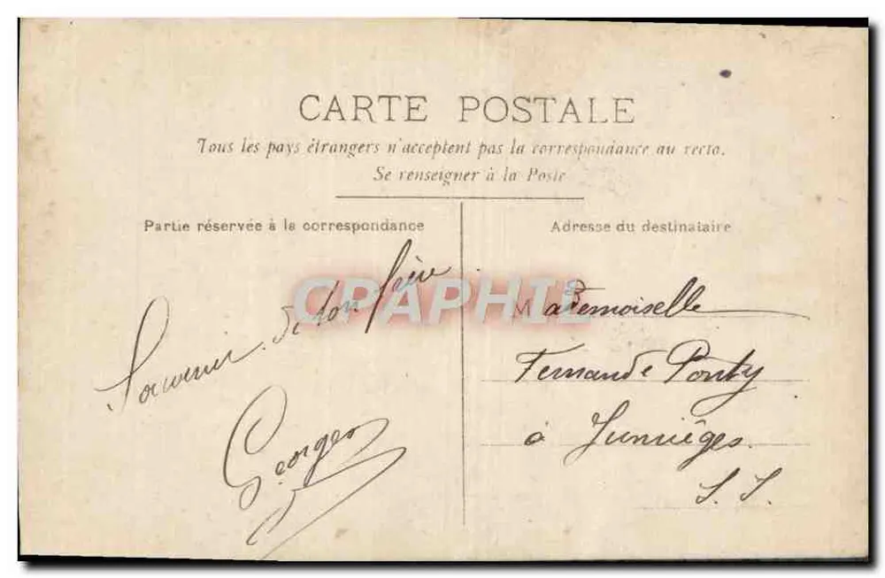 Liebespaar mit Rosen — gedruckter und handschriftlicher Text — CIRCA n°4-367 - Rückseite