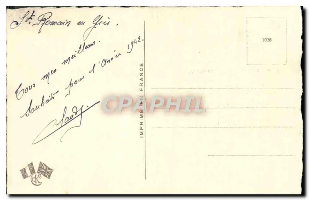 Bouquet de roses — Wesołych Świąt — Imprimerie en France n°1038 - Rewers