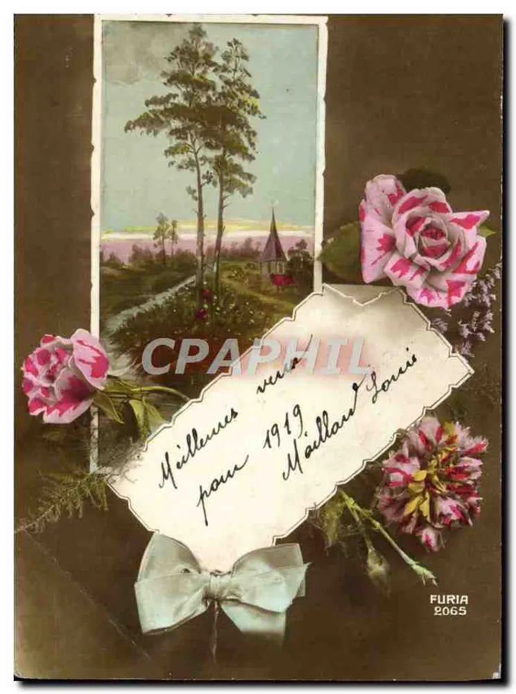 Paysage avec église — scène de campagne — éditeur FURIA n° 2065 - Frente