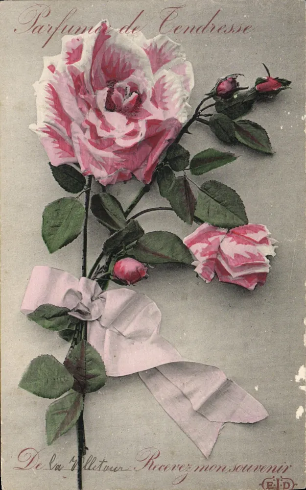 Rose parfumée de Cendresse — bouquet avec ruban — éditeur E.I.D. - Voorkant