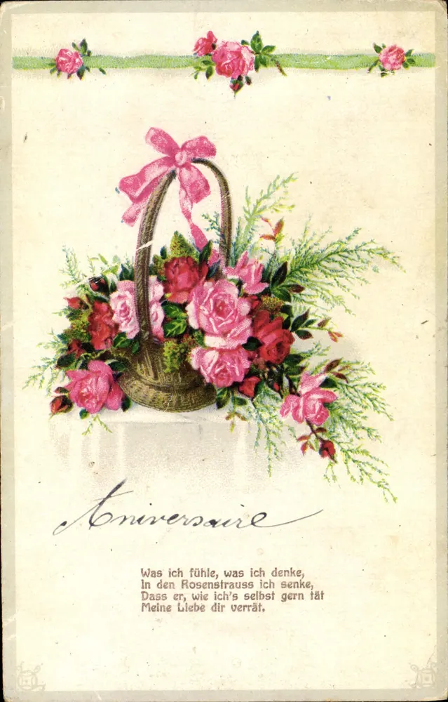 Buquê de rosas — Aniversário — editor não visível - Frente