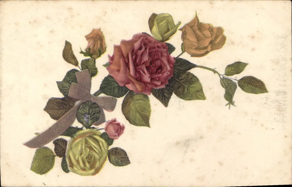 Bouquet van rozen — uitgave Em. Boucheries, Parijs — n° 4671/45 - Voorkant