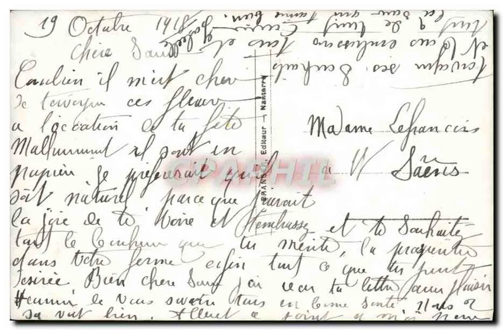 꽃다발 — 생일 축하 1918 — 발행사 Y.L. n° 4166 - 뒷면