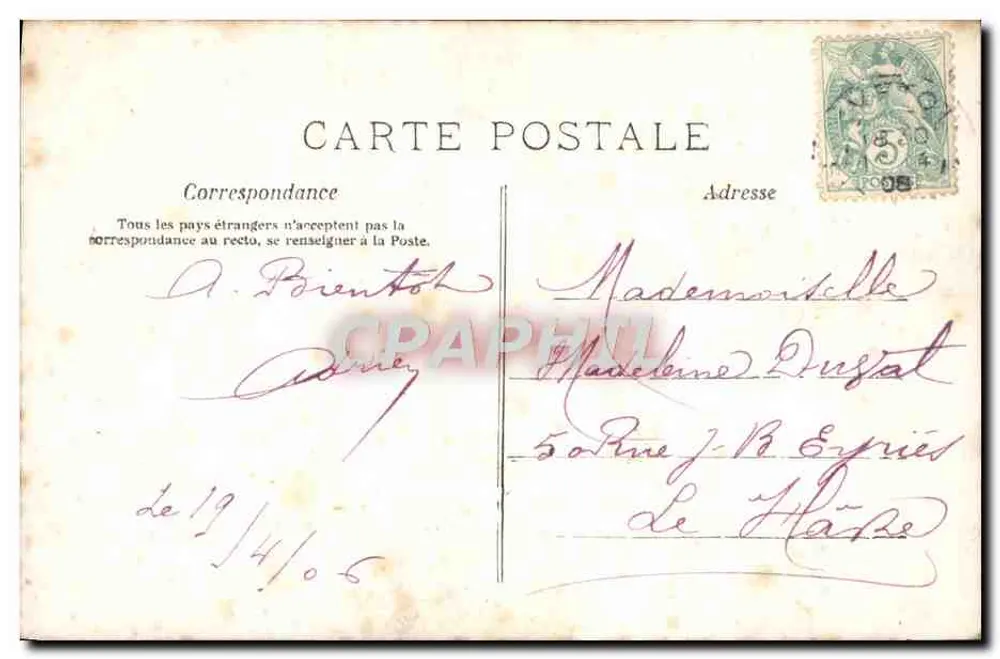 Je vous mes roses — jeune femme offrant un bouquet de roses — A.N. Paris, n° 383 - Verso