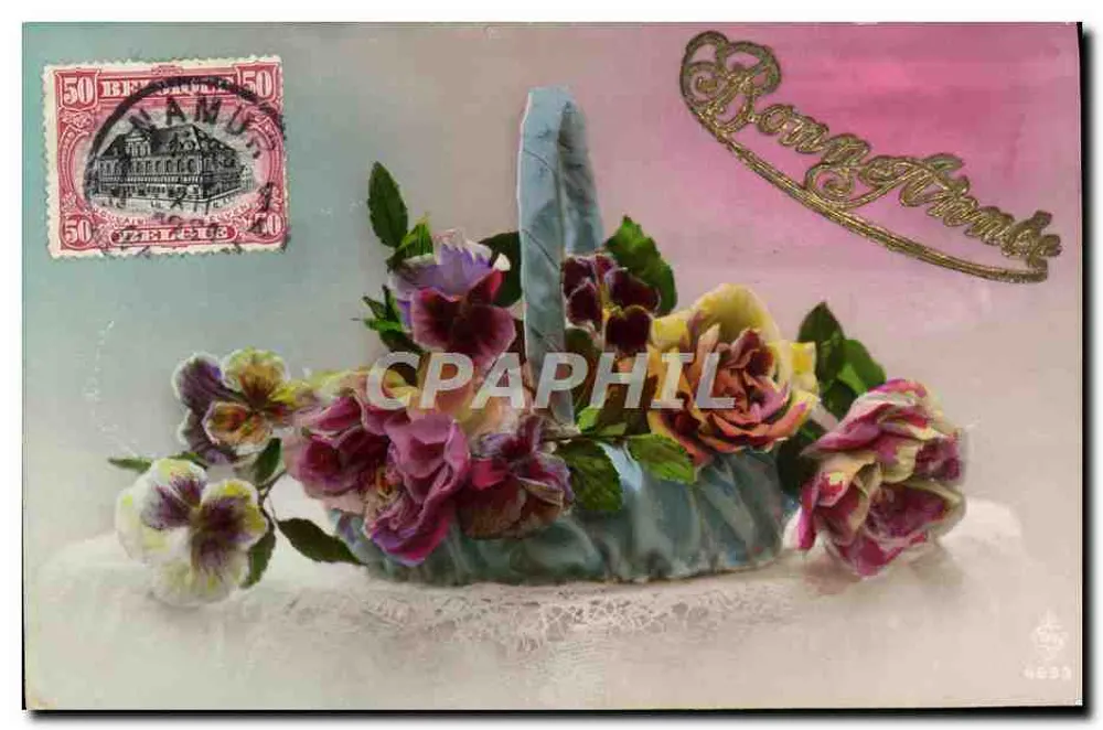 Bouquet de fleurs — Karta pocztowa belgijska — wydawca anonimowy, nr 4633 - Awers