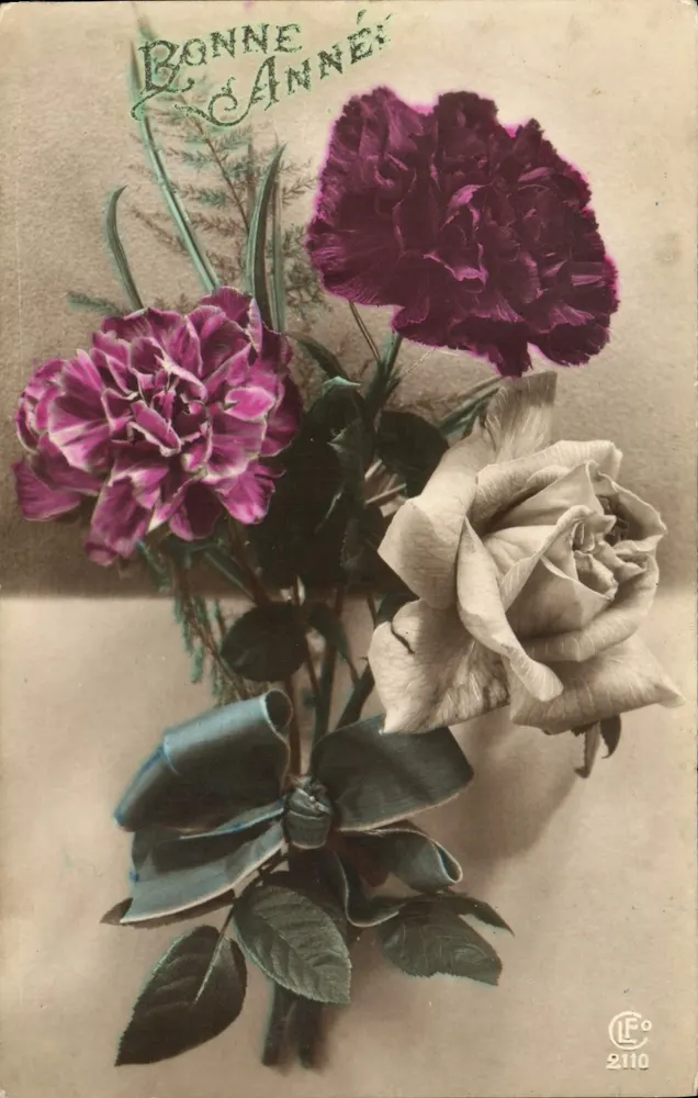 Bouquet de fleurs — Bonne Année — Éditeur LEF° n° 2110 - Frente