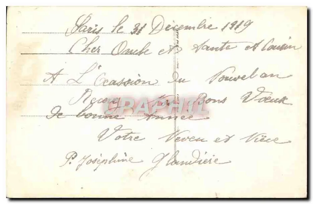 Bouquet de fleurs — Bonne Année — Éditeur LEF° n° 2110 - Verso