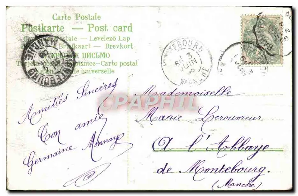 Flowers and Doves — Decorative Postcard — Publisher Not Visible - Back