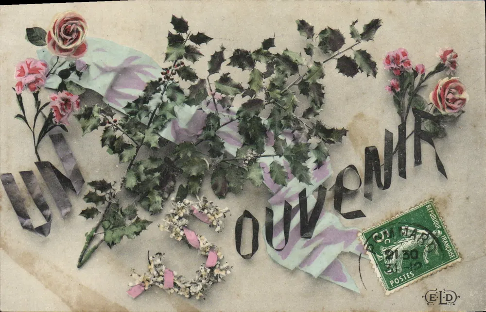 Um Lembrete — Rosas e hortência — Editor F.L.D. n° 3130 - Frente