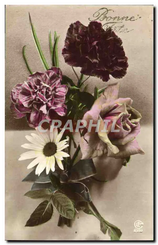 Flower bouquet — Carnations and rose — Publisher LC n° 2110 - Front