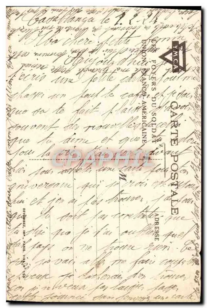 Bouquet van bloemen — waterverf — Union Franco-Americana - Achterkant