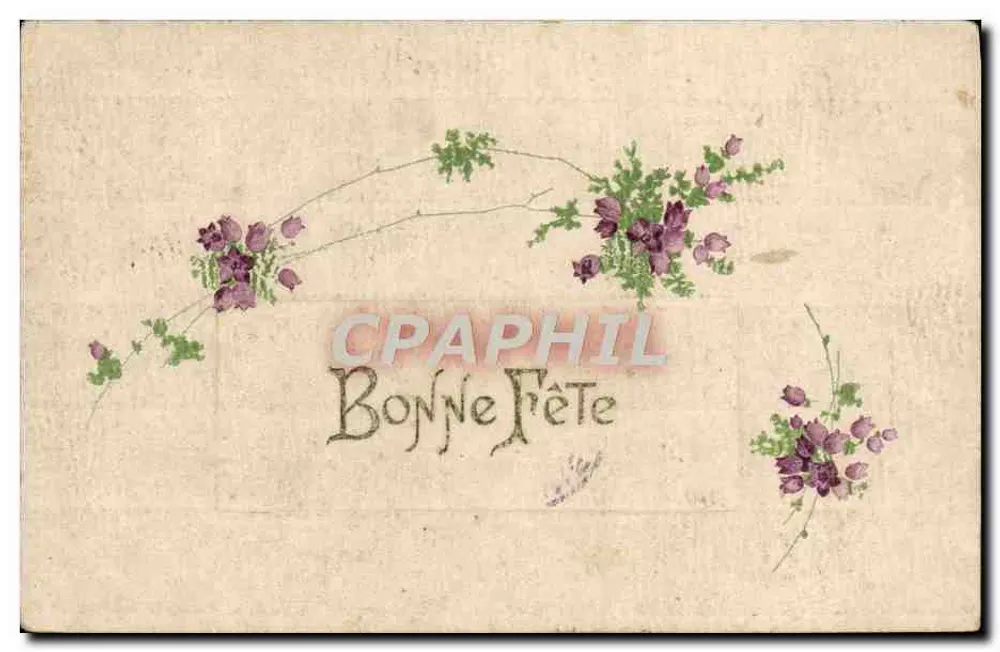 Violette bloemen — Gelukkige verjaardag — Antieke ansichtkaart van Côte-d'Or - Voorkant