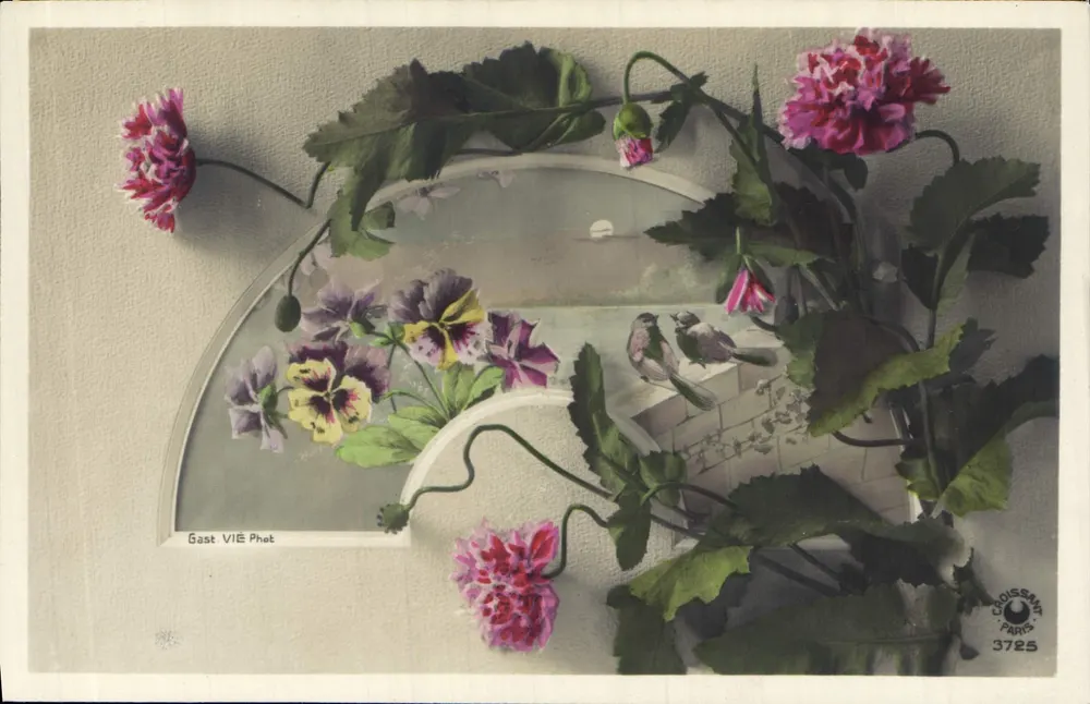 Bloemen en vogels — uitzicht op tuin — Gast VIÉ Phot, Croissant, Parijs, n°3725 - Voorkant