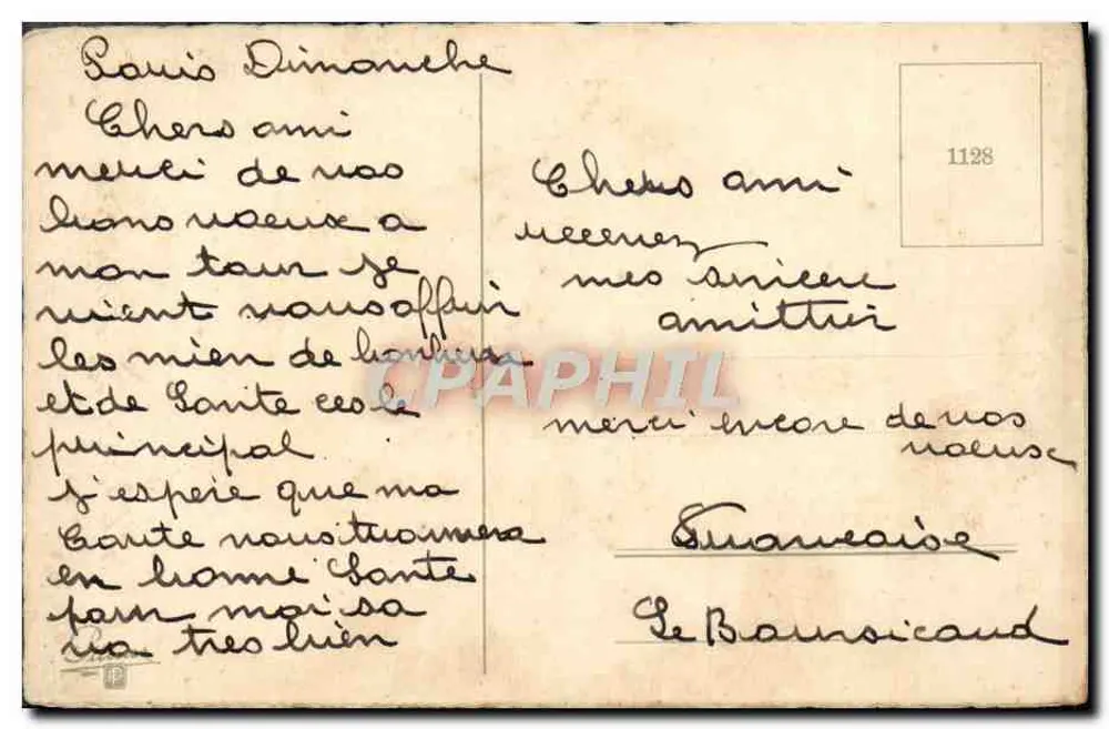 Poço decorado com rosas — Boa Ano — editor desconhecido, número de série 1128 - Verso