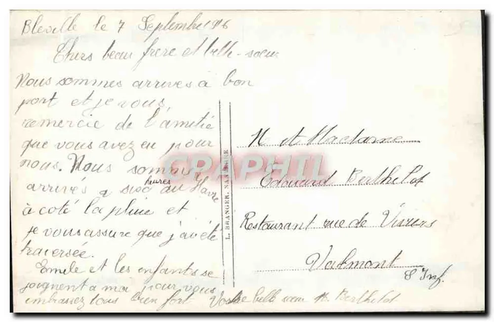 Femme tenant un bouquet de roses — Série 3605 — Éditeur S. S. - Verso