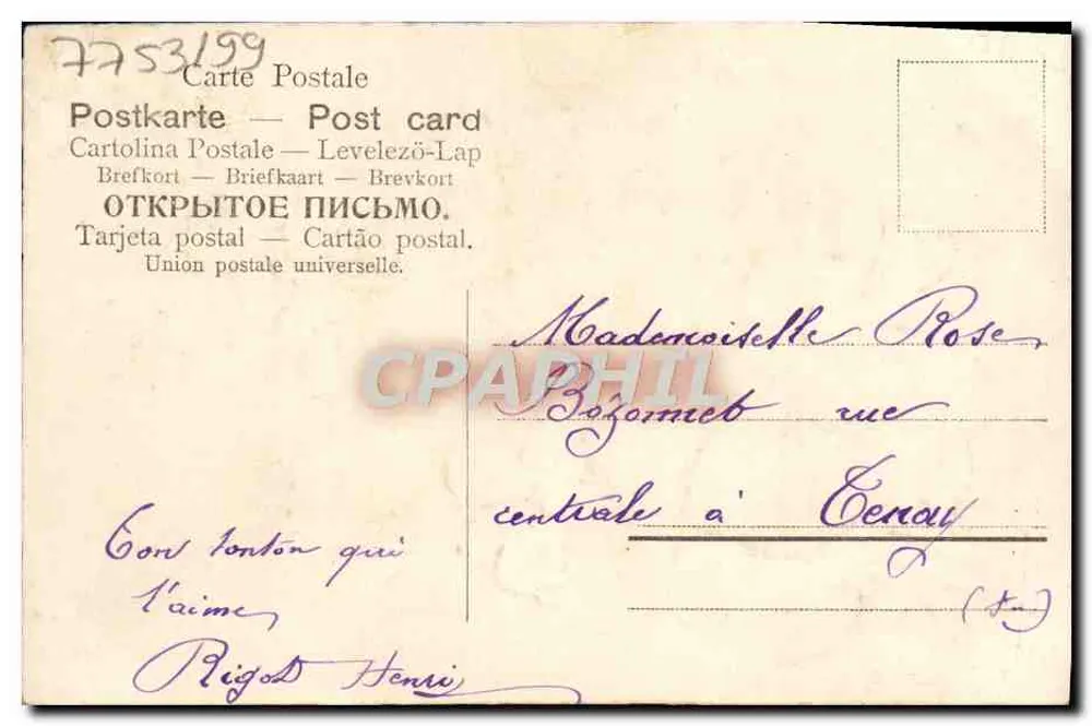 Violetas — carta postal multilingue — n° 7753/99 - Verso