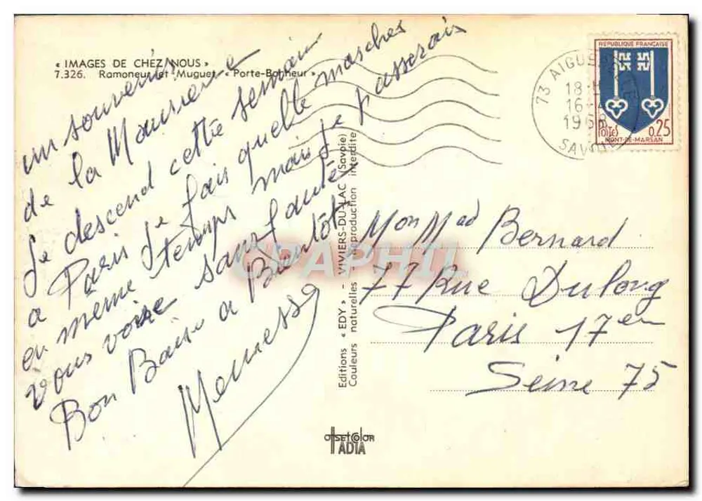 Niño con flores — montañas nevadas — Editor Edy, n°7.326 - Reverso