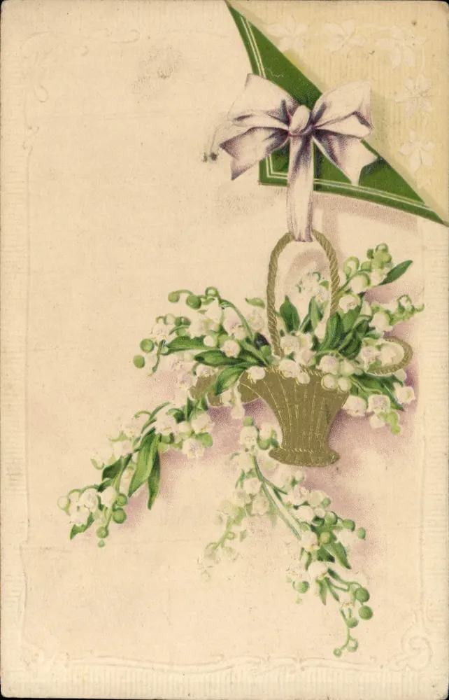 Bouquet de muguet dans un panier — éditeur non visible, n° de série non lisible - Recto
