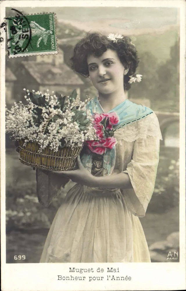 Frau mit einem Korb voller Mohnblumen — A-N Paris, n° 699 - Vorderseite