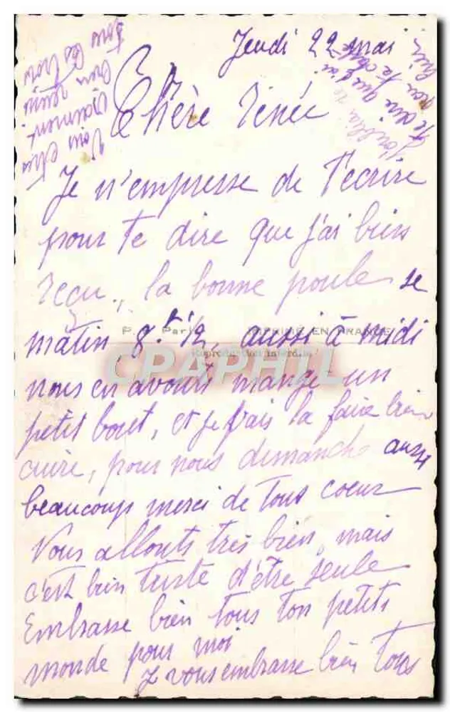 Souvenir de Printemps — avec un étrier et des fleurs de printemps — éditeur DT, n° 1100 - Verso