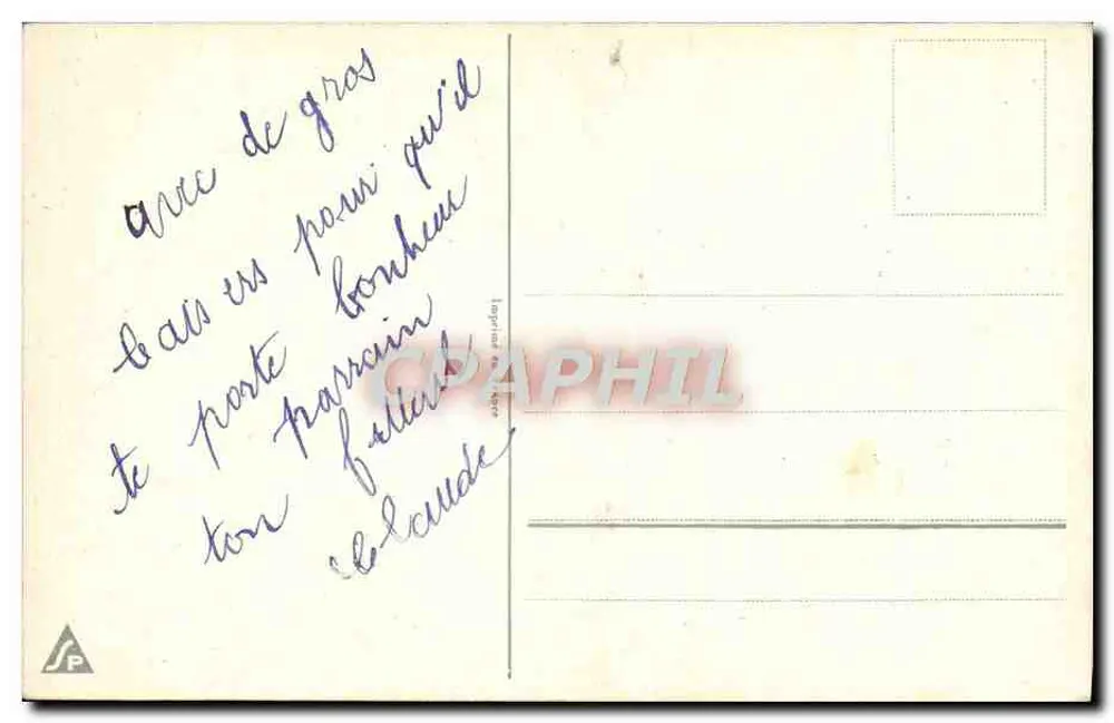 Porte Bonheur — fleurs de printemps près d'un lac — éditeur Lophina, n° de série non visible - Verso