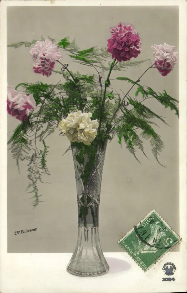Bukiet pionów i paproci — Cº Wyd. Dearie — n° 3084 - Awers