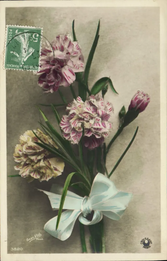 Arranjo de pivoines — editor Croissant, Paris — n° 3820 - Frente