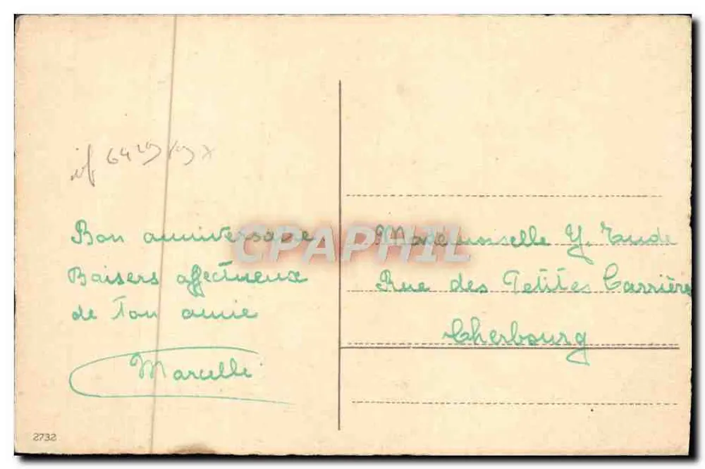 Pansées coloridas — Aniversário — E. Véron (assinado) — n° 2732 - Verso