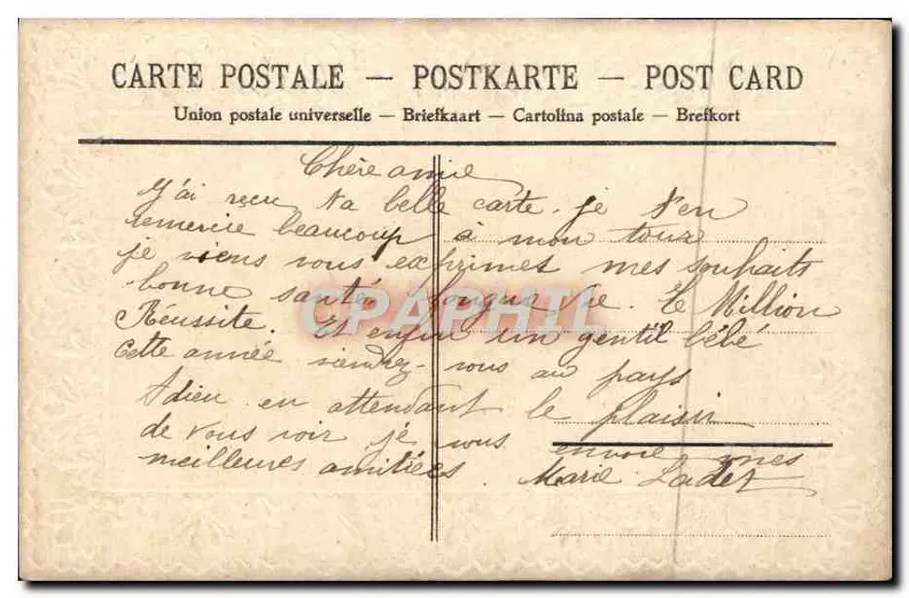 Pansée — Boa Ano — República Francesa, selo 10c - Verso