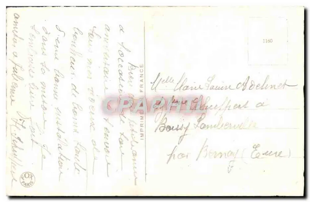 Buquê de pensamentos coloridos — 'Feliz Aniversário' — Impressora de Paris, n° 1160 - Verso