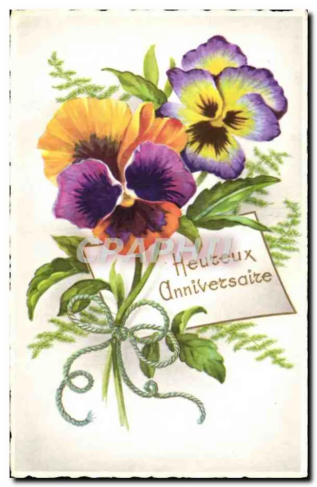 Arranjo de flores de pensão coloridas — Feliz Aniversário — Série n°373, Paris - Frente