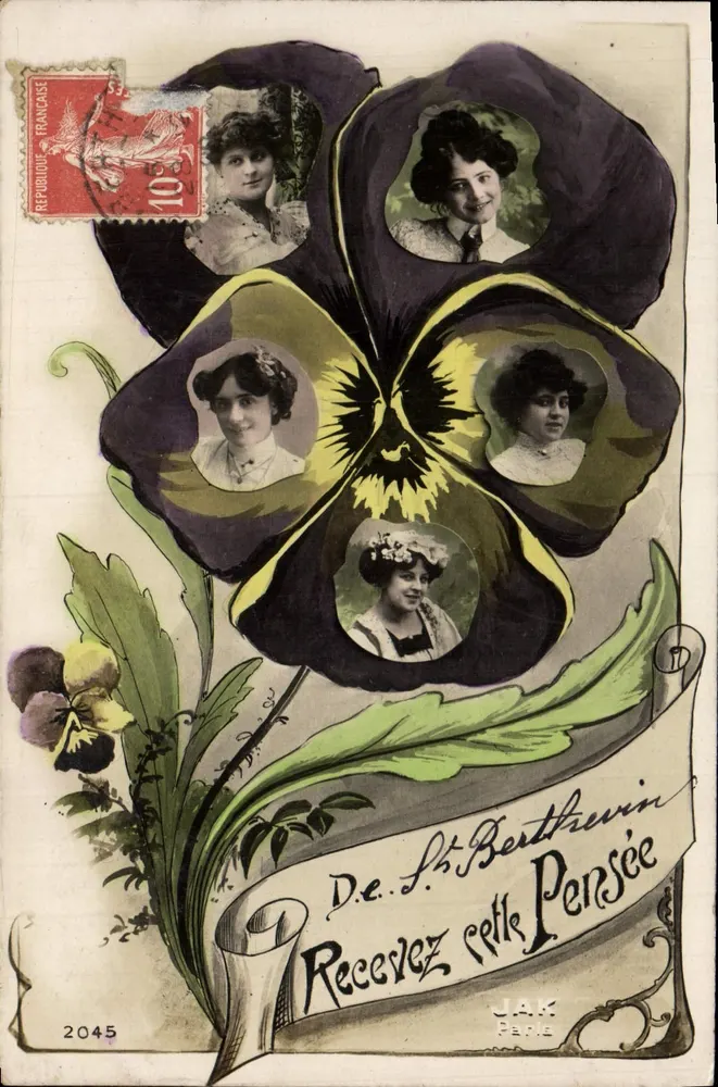 Pensée — Dekorative Ansichtskarte mit Porträts — JAK Paris, n°2045 - Vorderseite