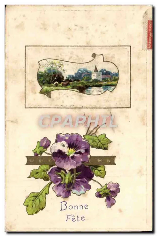 Paysage rural avec église — scène de campagne — éditeur F.K. (Série N° 1637) - Frente