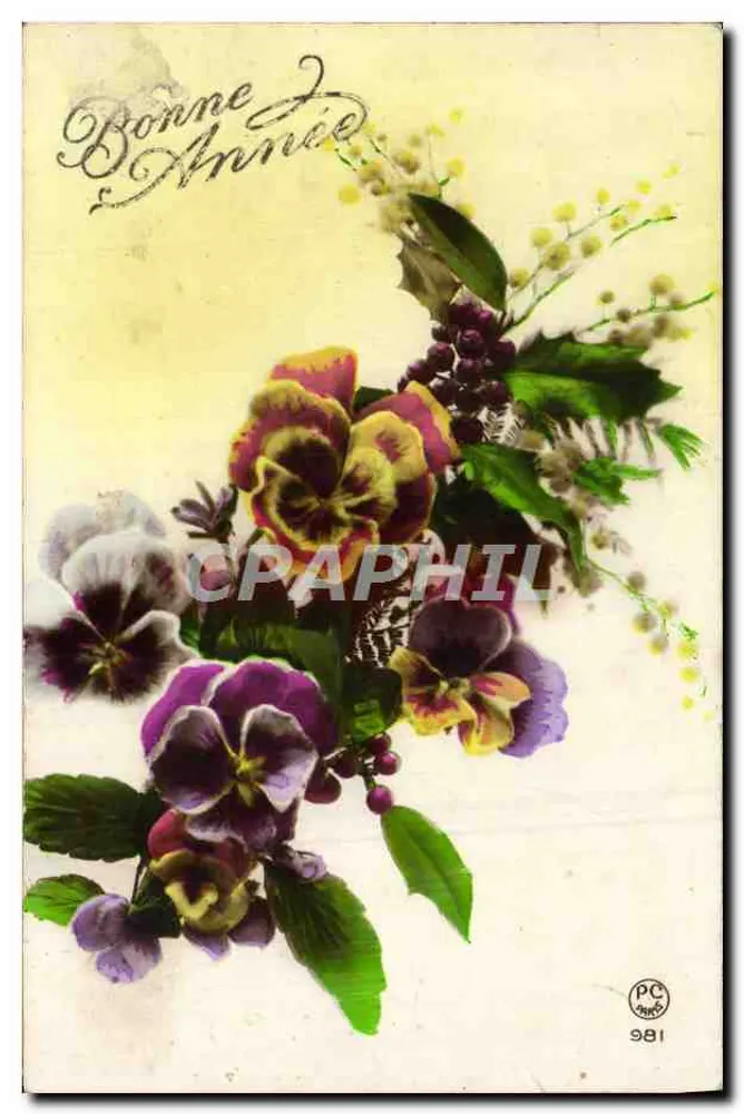 Arranjo de flores — Boas Festas — PC Paris n°981 - Frente