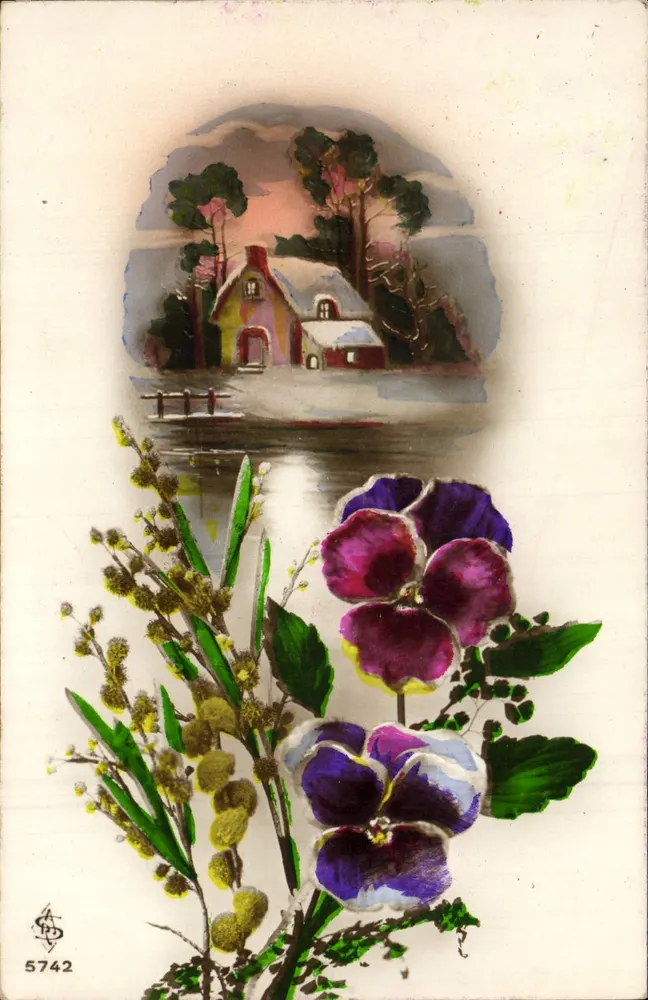 Peixe e violetas — editor F. D. n° 5742 - Frente