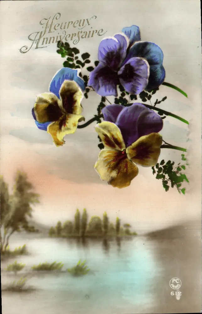 Flores de pensamento — Aniversário — PC Bird, n° 612 - Frente