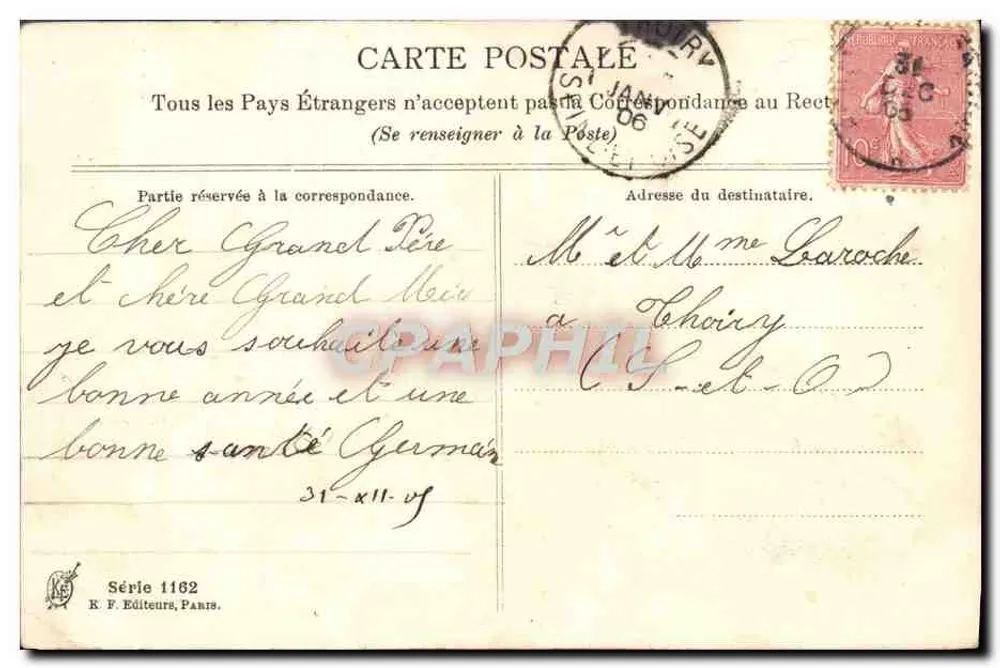 Mistral — Branche de gui avec baies et champignons — E. F. Éditeurs, Paris, Série 1162 - Verso