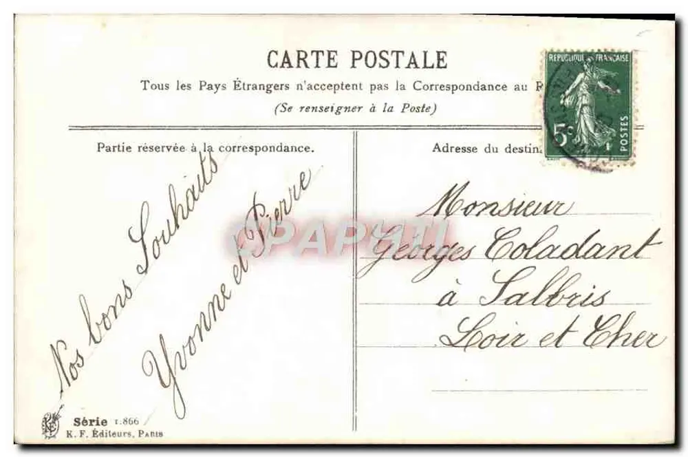 Bukiet lilii — seria 1.866 — K.F. Wydawcy, Paryż - Rewers
