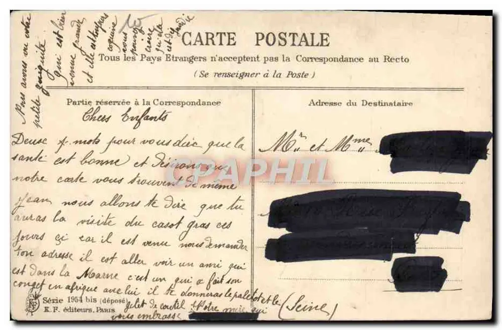 Violetas — Amizade Sincera — E.F. editores, Paris, Série 1951 - Verso