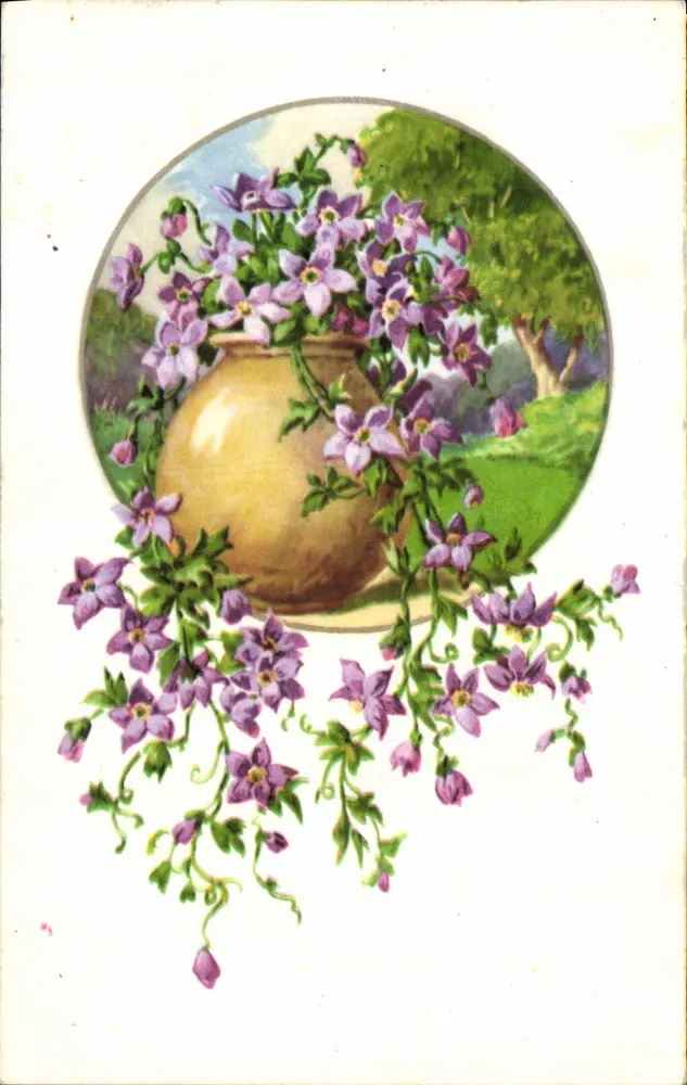 Flores violetas em um vaso — ilustração — editor SP - Frente