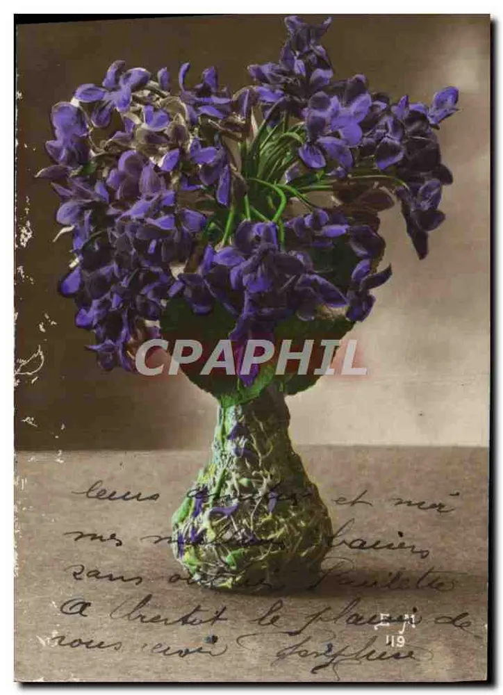 Violetas — buquê em um vaso — editor anônimo, n° 119 - Frente